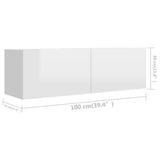 2 Piece TV Cabinet Set High Gloss White Engineered Wood