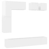 8 Piece TV Cabinet Set High Gloss White Engineered Wood