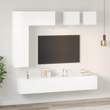 8 Piece TV Cabinet Set High Gloss White Engineered Wood - Side View