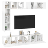 8 Piece TV Cabinet Set High Gloss White Engineered Wood