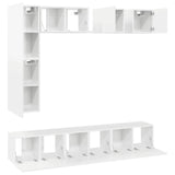 8 Piece TV Cabinet Set High Gloss White Engineered Wood