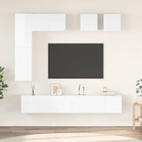 8 Piece TV Cabinet Set High Gloss White Engineered Wood