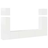 8 Piece TV Cabinet Set High Gloss White Engineered Wood