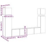 8 Piece TV Cabinet Set High Gloss White Engineered Wood