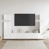 8 Piece TV Cabinet Set High Gloss White Engineered Wood