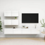 4 Piece TV Cabinet Set High Gloss White Engineered Wood