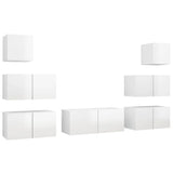 7 Piece TV Cabinet Set High Gloss White Engineered Wood