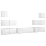 7 Piece TV Cabinet Set High Gloss White Engineered Wood