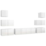 8 Piece TV Cabinet Set High Gloss White Engineered Wood