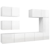 6 Piece TV Cabinet Set High Gloss White Engineered Wood