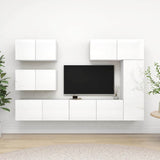 6 Piece TV Cabinet Set High Gloss White Engineered Wood