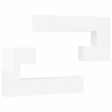 8 Piece TV Cabinet Set High Gloss White Engineered Wood