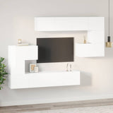 8 Piece TV Cabinet Set High Gloss White Engineered Wood