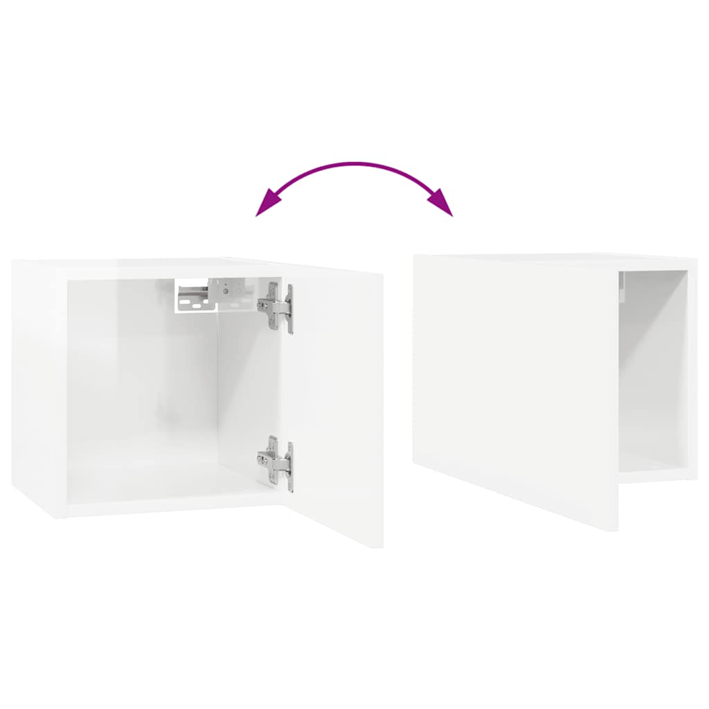 8 Piece TV Cabinet Set High Gloss White Engineered Wood