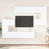 8 Piece TV Cabinet Set High Gloss White Engineered Wood