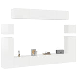 8 Piece TV Cabinet Set High Gloss White Engineered Wood