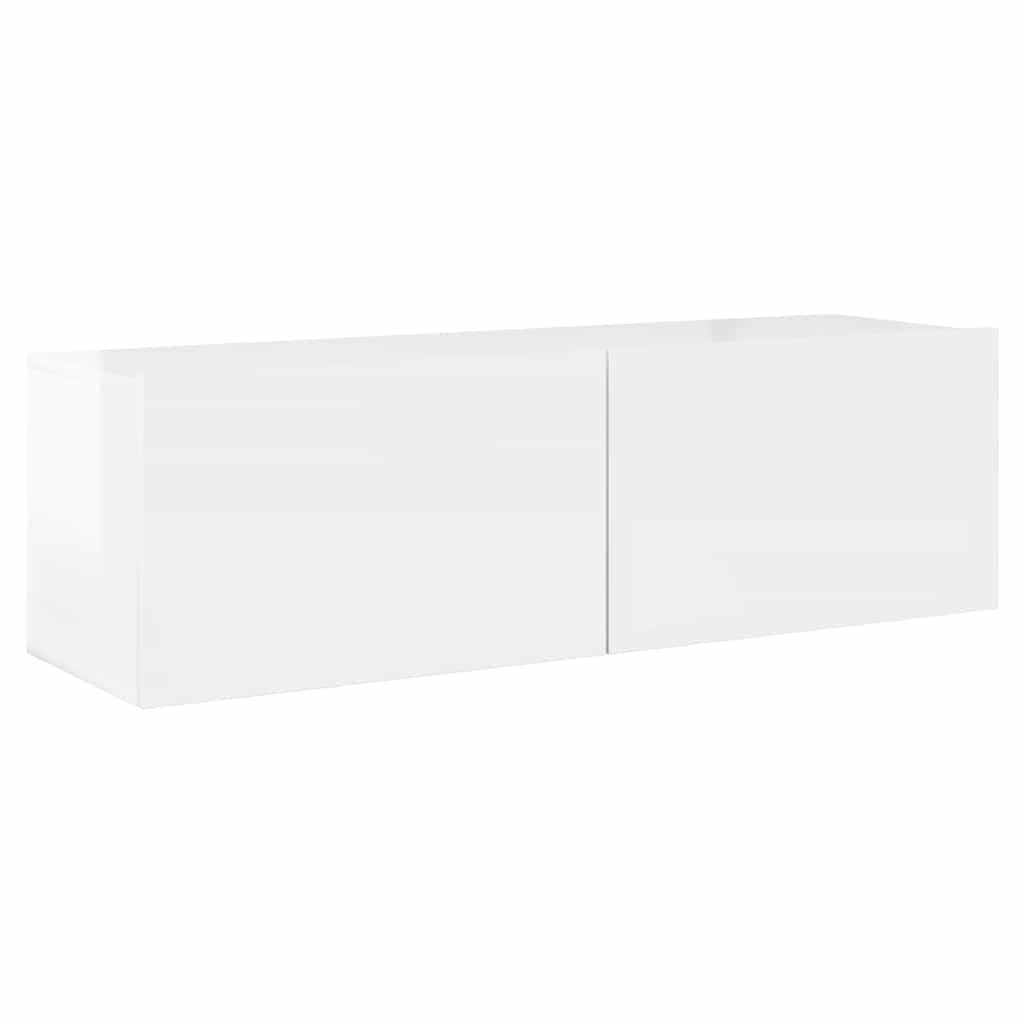 8 Piece TV Cabinet Set High Gloss White Engineered Wood