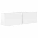 8 Piece TV Cabinet Set High Gloss White Engineered Wood - Rear View