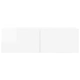 8 Piece TV Cabinet Set High Gloss White Engineered Wood - Close-Up Angle