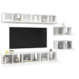 8 Piece Wall-mounted TV Cabinet Set High Gloss White Engineered Wood - Side View
