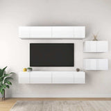 8 Piece Wall-mounted TV Cabinet Set High Gloss White Engineered Wood