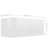 6 Piece TV Cabinet Set High Gloss White Engineered Wood - Rear View