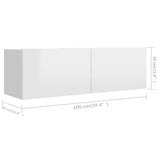 6 Piece TV Cabinet Set High Gloss White Engineered Wood - Close-Up Angle