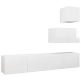 4 Piece TV Cabinet Set High Gloss White Engineered Wood - Front View