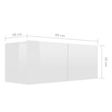 4 Piece TV Cabinet Set High Gloss White Engineered Wood - Extra Image