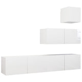 4 Piece TV Cabinet Set High Gloss White Engineered Wood - Front View