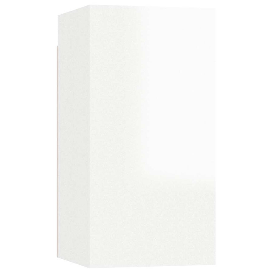 9 Piece TV Cabinet Set High Gloss White Engineered Wood
