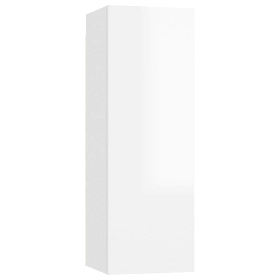 9 Piece TV Cabinet Set High Gloss White Engineered Wood