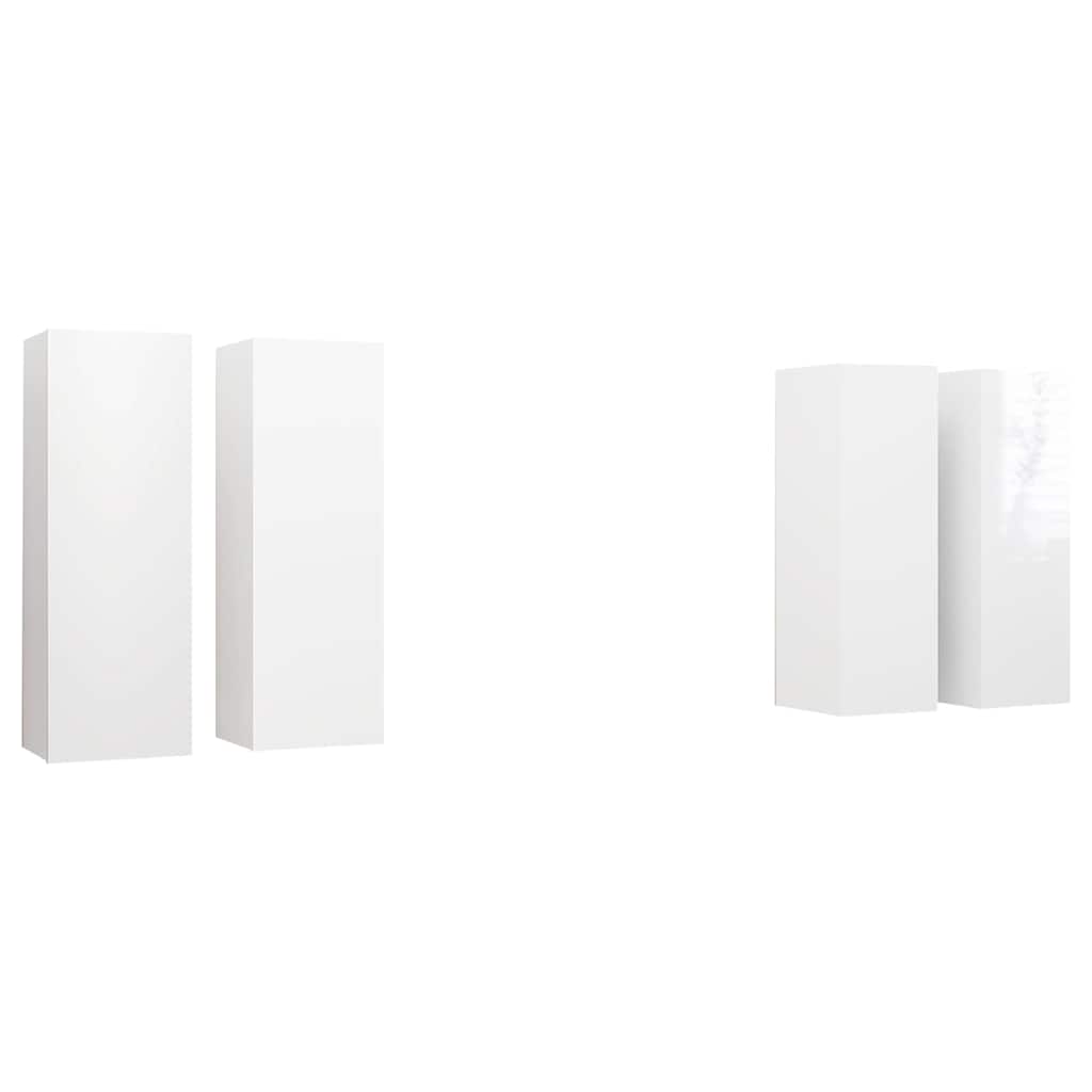 4 Piece TV Cabinet Set High Gloss White 30,5x30x90 cm Engineered Wood