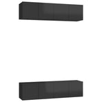 4 Piece TV Cabinet Set High Gloss Black 60x30x30 cm Engineered Wood