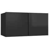 TV Cabinets 4 pcs High Gloss Black 60x30x30 cm Engineered Wood