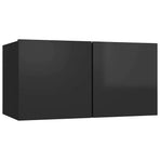 4 Piece TV Cabinet Set High Gloss Black 60x30x30 cm Engineered Wood