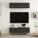 TV Cabinets 4 pcs High Gloss Black 60x30x30 cm Engineered Wood