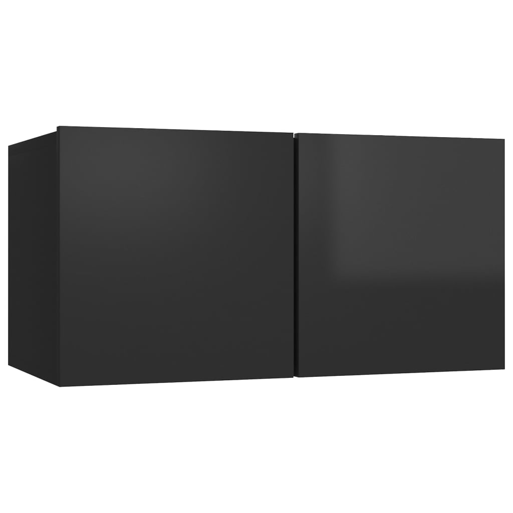 TV Cabinets 8 pcs High Gloss Black Engineered Wood