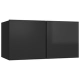 TV Cabinets 8 pcs High Gloss Black Engineered Wood