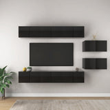 TV Cabinets 8 pcs High Gloss Black Engineered Wood