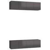 TV Cabinets 4 pcs High Gloss Grey 60x30x30 cm Engineered Wood