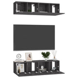 TV Cabinets 4 pcs High Gloss Grey 60x30x30 cm Engineered Wood - Side View