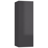 3 Piece TV Cabinet Set High Gloss Grey Engineered Wood - 45-Degree Angle