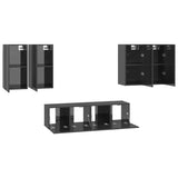 6 Piece TV Cabinet Set High Gloss Grey Engineered Wood - 45-Degree Angle