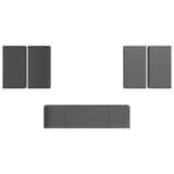 6 Piece TV Cabinet Set High Gloss Grey Engineered Wood - Rear View