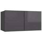 4 Piece TV Cabinet Set High Gloss Grey Engineered Wood - 45-Degree Angle