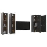 TV Cabinets 4 pcs High Gloss Grey 30.5x30x110 cm Engineered Wood - Side View