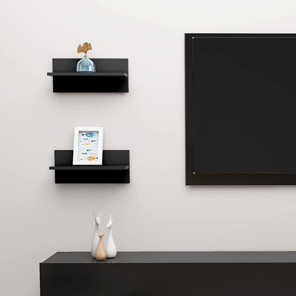 Wall Shelves 2 pcs Black 40x11.5x18 cm Engineered Wood