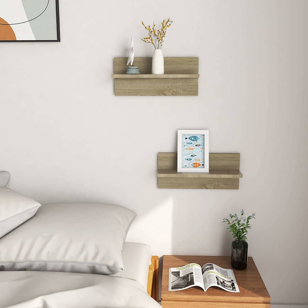 Wall Shelves 2 pcs Sonoma Oak 40x11.5x18 cm Engineered Wood
