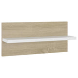 Wall Shelves 4 pcs White and Sonoma Oak 40x11.5x18cm - 45-Degree Angle